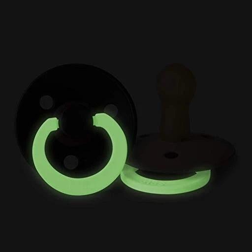 BIBS COLOUR GLOW sucettes apaisantes 2-pack caoutchouc 18-36 mois LUMINEUX