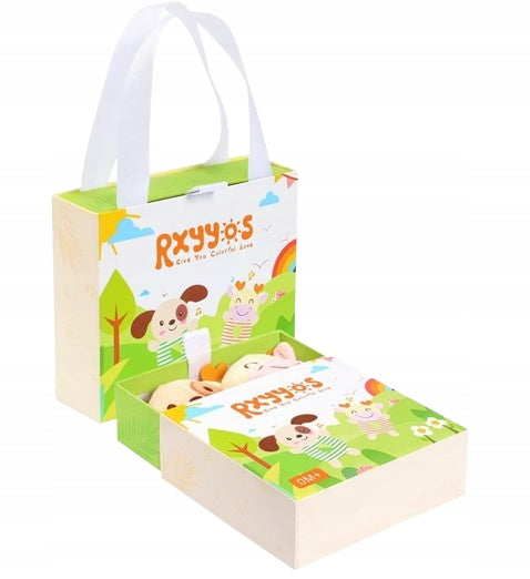 TOLOLO pluchen knuffels met rammelaar en pieper HOND en GIRAFFE 13,5 cm