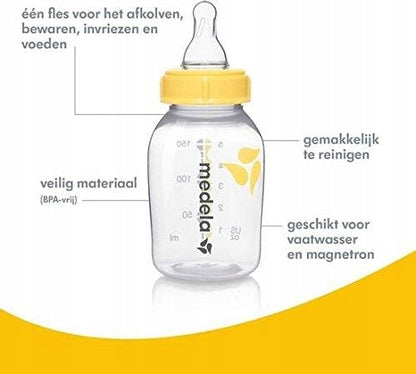 MEDELA butelka 150 ml + smoczek SLOW FLOW, żółta butelka BPA-free 0+ dla niemowląt