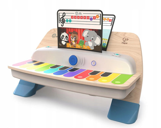 HAPE BABY EINSTEIN drewniane pianinko dotykowe + 5 kart muzycznych, kolorowe pianinko dla dzieci 6m+