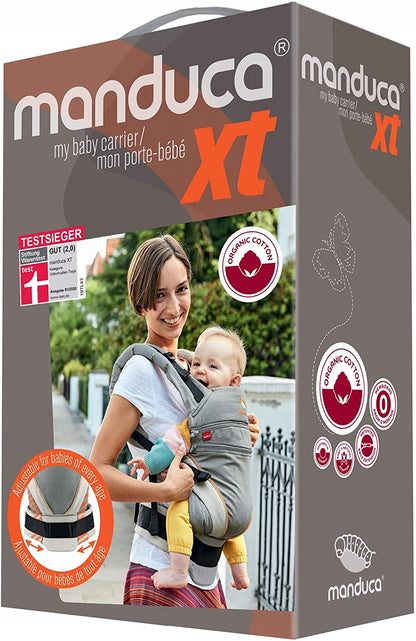 MANDUCA XT nosidełko klamrowe z bawełny organic, szare, dla dzieci od narodzin