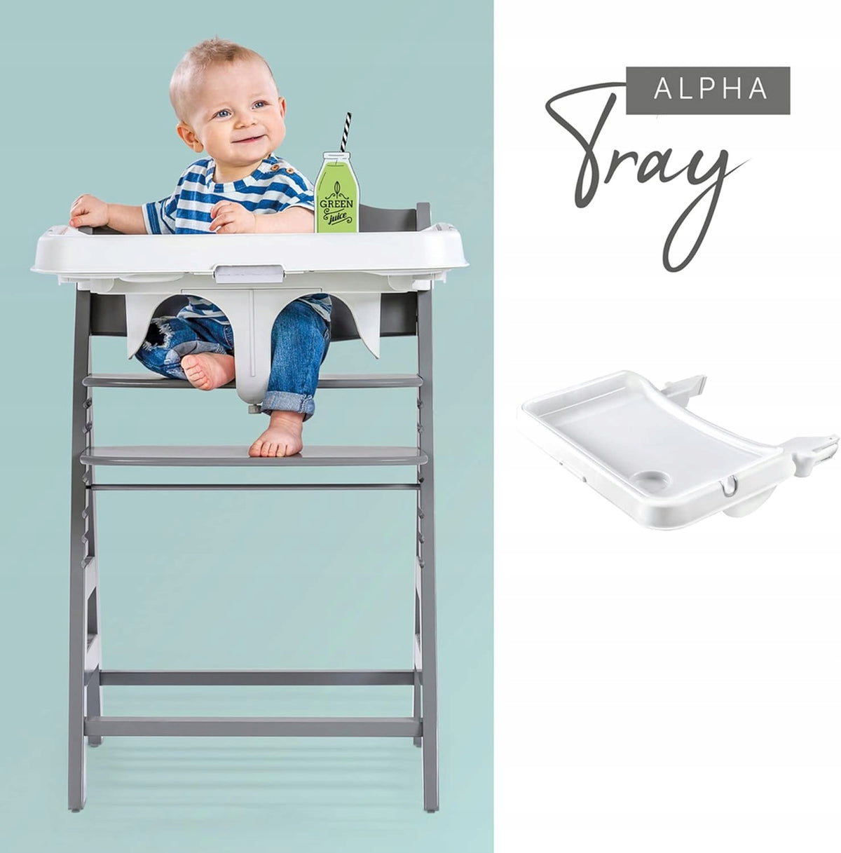 HAUCK Alpha+ Tray zestaw akcesoriów do krzesełka do karmienia, biały stolik 3w1 z tacą do Alpha+ i Beta+