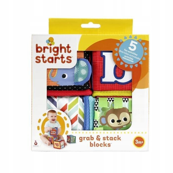 BRIGHT STARTS mäkké edukačné kocky GRAB & STACK