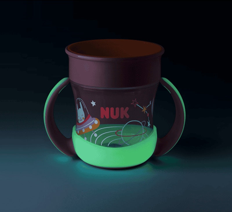 NUK Mini Magic Cup, gobelet 360° anti-fuite de 160 ml, dès 6 mois, phosphorescent