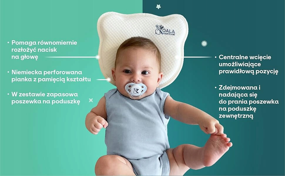KOALA BABYCARE poduszka niemowlęca 0+ poszewka dla niemowląt z dodatkową poszewką, ergonomiczna na plagiocefalię
