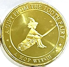 BRADOC Gouden metalen tandenfee munt voor onder het kussen 4 cm HEKS