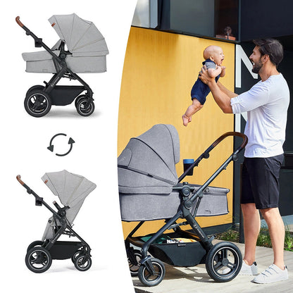 KINDERKRAFT B-TOUR 3-in-1 multifunctionele kinderwagen tot 22kg + autostoeltje MINK PRO