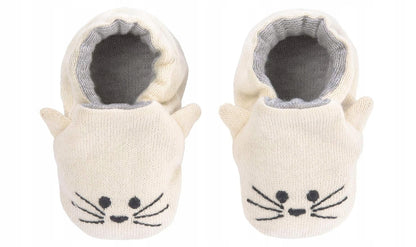 LASSIG Litle Chums Cat BUTY DLA NIEMOWLĄT z bawełny organicznej + worek, beżowe, 0-6 m