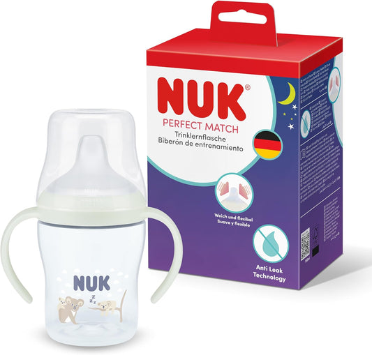 NUK Perfect Match kubek niekapek 150ml 6m+ ŚWIECI W CIEMNOŚCI, kubek treningowy z uchwytami i antywyciekową technologią