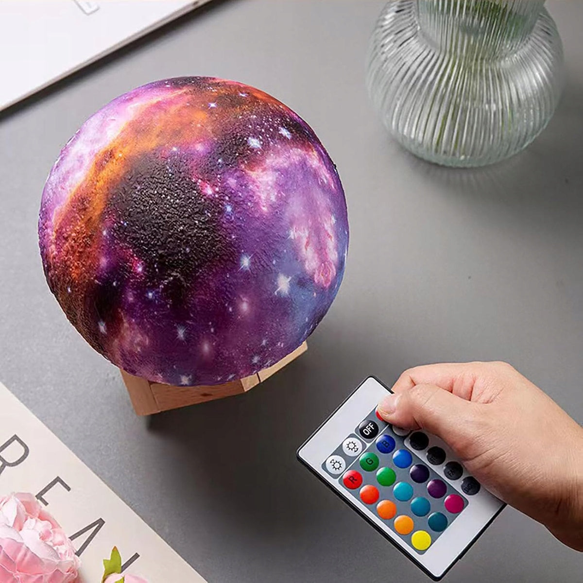 BAKTH Galaxy veilleuse lune 16 couleurs + télécommande et support LUNE