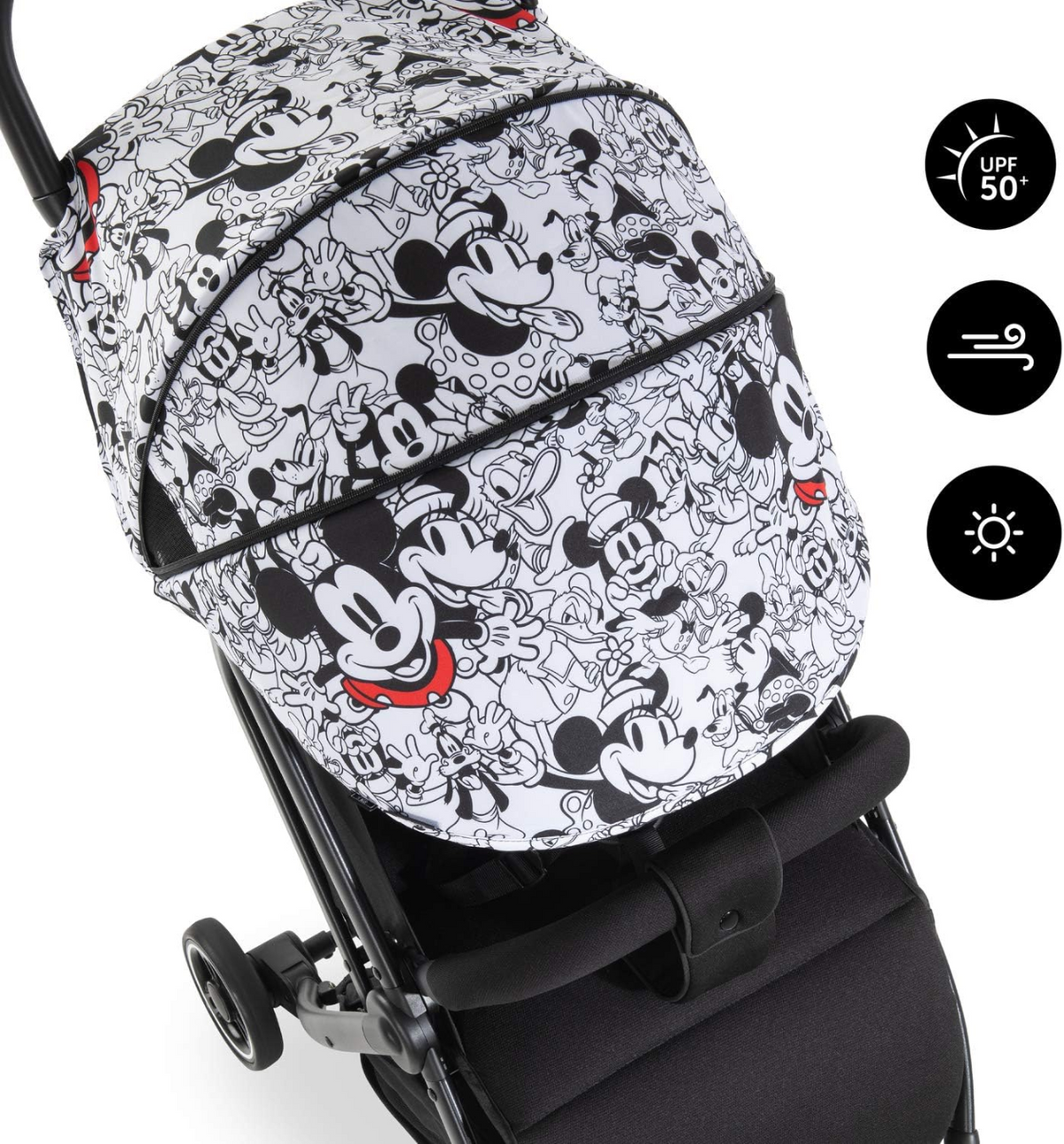 HAUCK x Disney daszek przeciwsłoneczny do Swift X UV50+ z motywem Mickey Mouse i ochroną UPF 50+