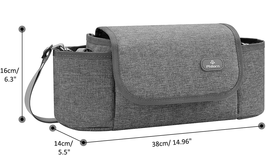 PHILORN tas voor kinderwagen en schouder 38 x 16 cm + verschoningsmatje