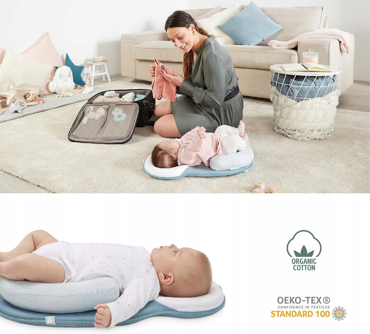 BABYMOOV cosydream poduszka stabilizator dla niemowląt, ergonomiczne podparcie i organiczna bawełna
