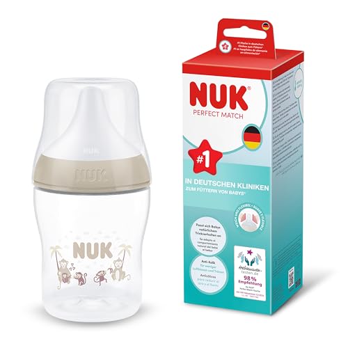 Biberon anticolica NUK Perfect Match da 150 ml, a partire da 0 mesi. Scimmietta