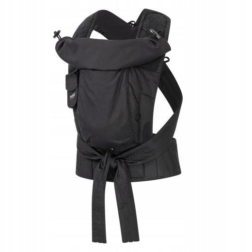 HOPPEDIZ Bondolino Plus nosidełko ergonomiczne czarne, wiązane, z kapturek i kieszonką, one size