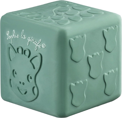 VULLI Rubberen kubus met texturen om mee te spelen 7,3 cm SOPHIE DE GIRAF