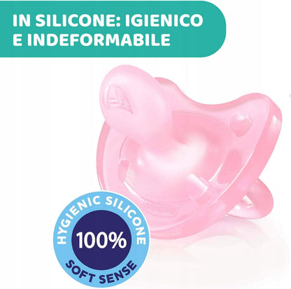 CHICCO PhysioForma smoczek x4 16-36m, silikonowy, higieniczny, 100% soft sense, różowy
