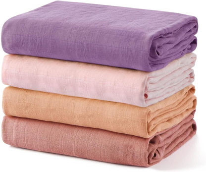 MOMCOZY langes en mousseline x4 bambou coton 120x120