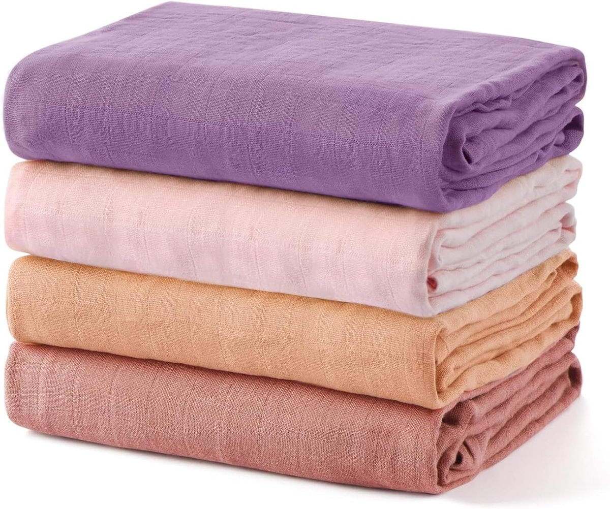 MOMCOZY mousseline omslagdoek x4 bamboe katoen 120x120