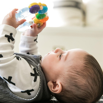 BABY EINSTEIN gryzak chłodzący i masujący z grzechotką GĄSIENICA 3 m+ dla niemowląt