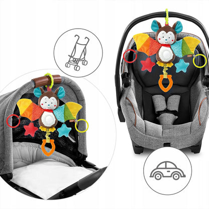 FEHN Anhänger mit Rassel und Greifling für Kinderwagen, Babyschale FLEDERMAUS 29 cm