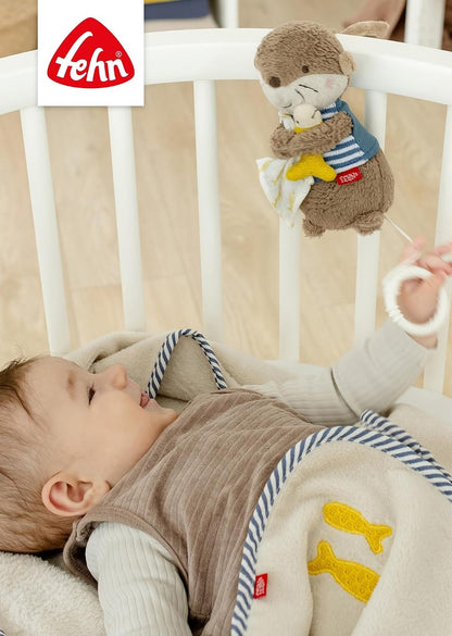FEHN pluszowa zawieszka z pozytywką WYDRA 17 cm kołysanka Brahms'a, brązowa zabawka do łóżeczka