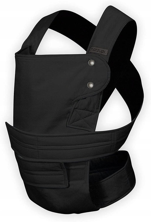 MARSUPI 2.0 nosidełko ergonomiczne L 3,5 - 15 kg czarne, miękkie nosidło dla niemowląt