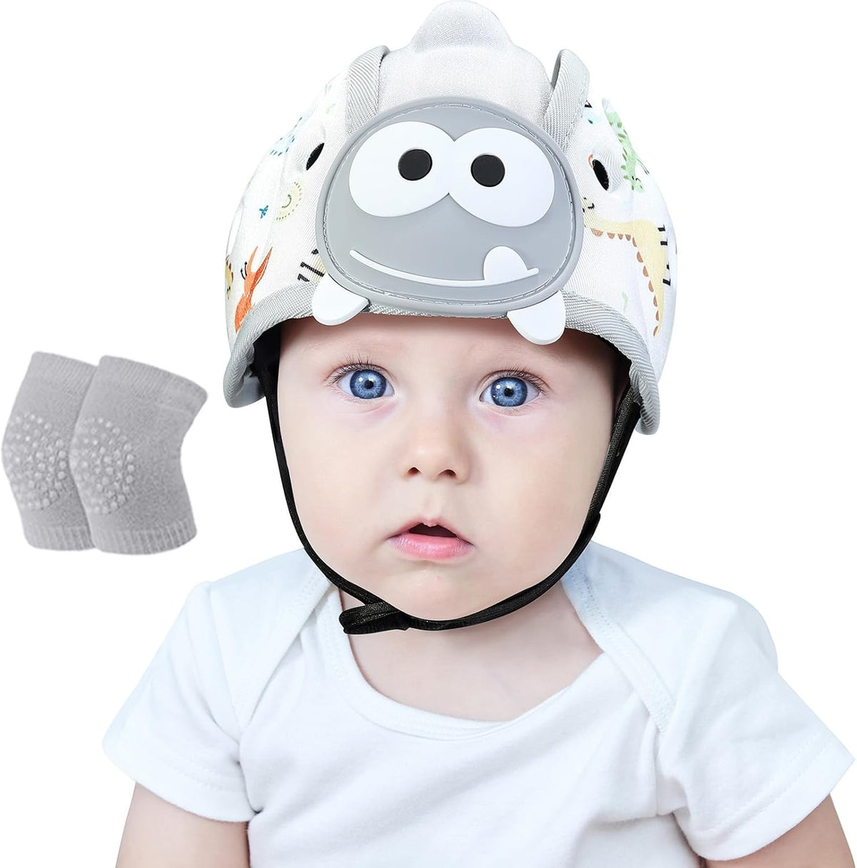 ORZBOW beschermhelm voor het leren lopen 40-48 cm DINO + kniebeschermers
