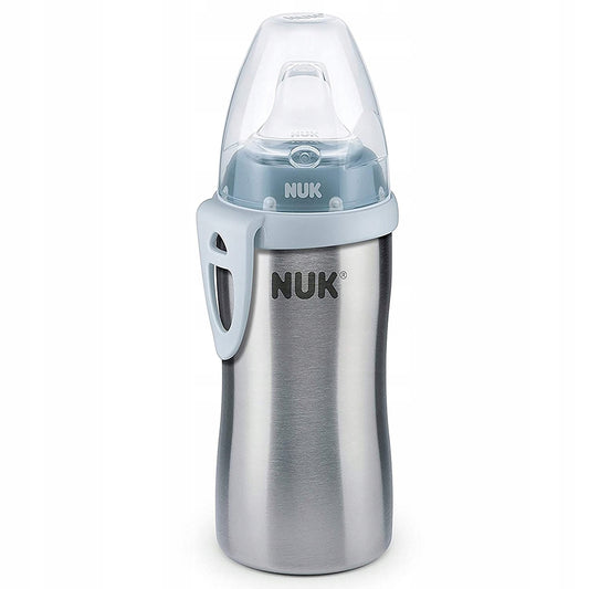 NUK Active Cup BUTELKA ZE STALI NIERDZEWNEJ 215 ml, pastelowy niebieski bidon dla dzieci 12m+