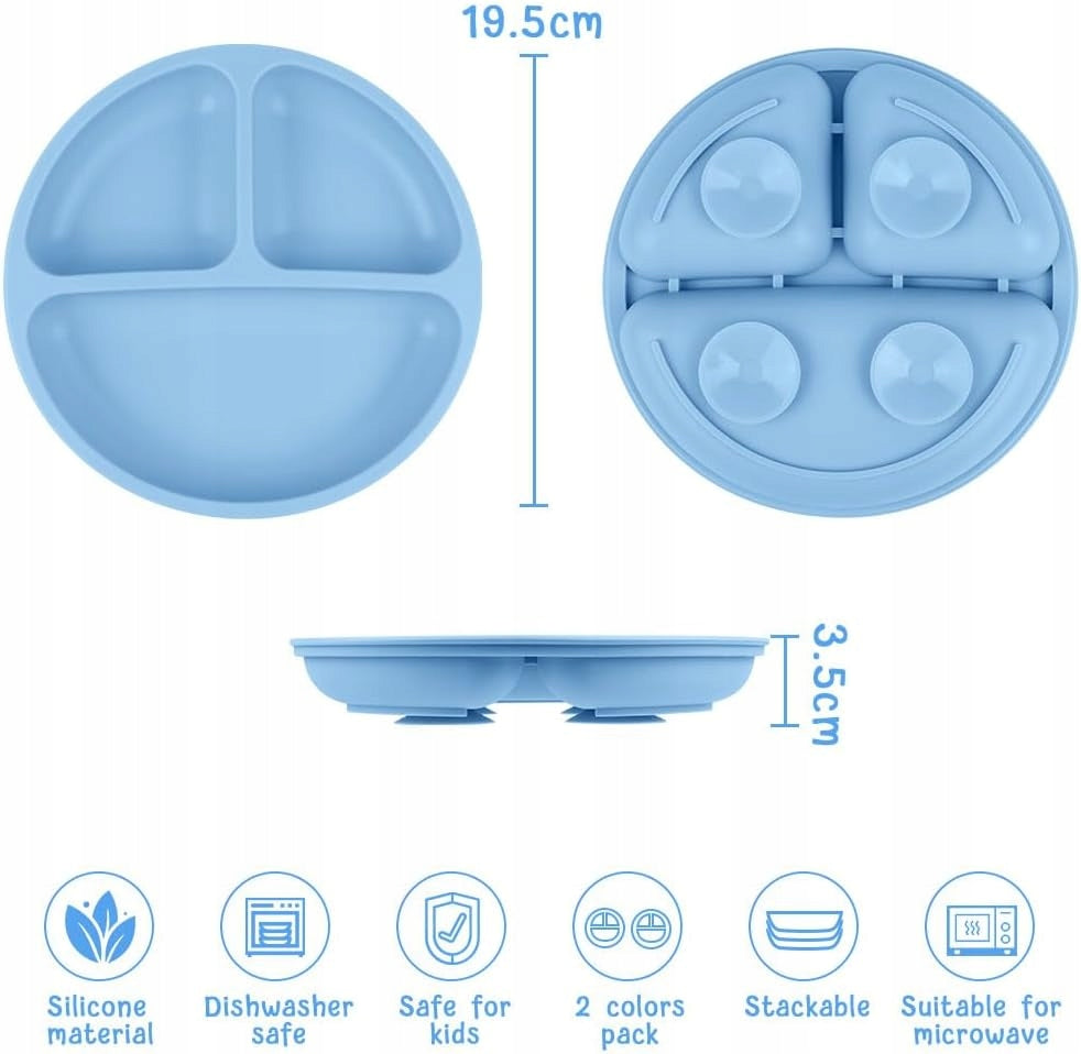 VICLOON driedelige bord met zuignap x2 + lepel x2 vork x2