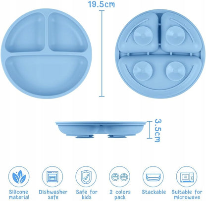 VICLOON driedelige bord met zuignap x2 + lepel x2 vork x2