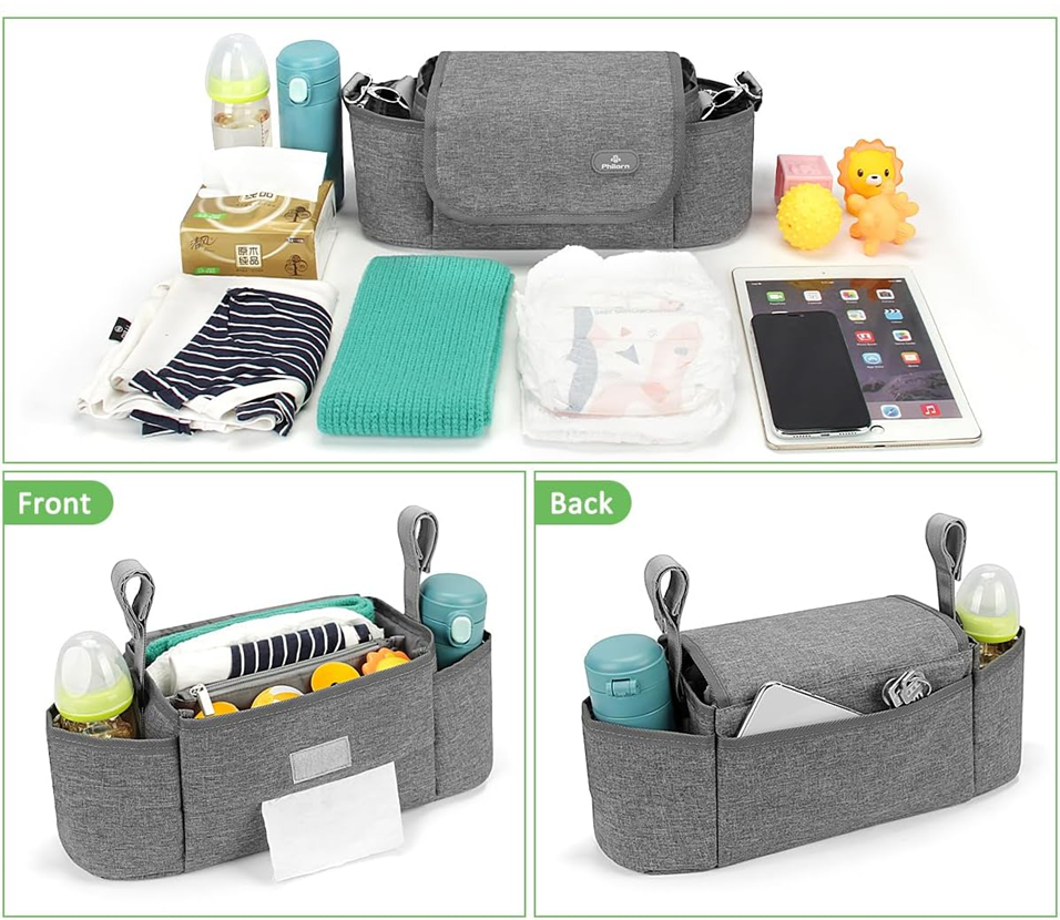 PHILORN tas voor kinderwagen en schouder 38 x 16 cm + verschoningsmatje