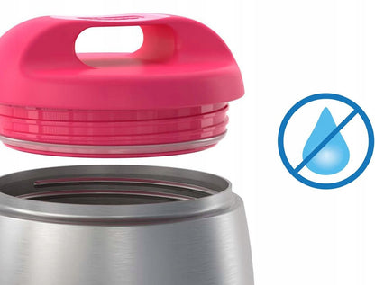 CHICCO termos ze stali 350 ml 6h, szczelny pojemnik termiczny z uchwytem, czerwono-metaliczny
