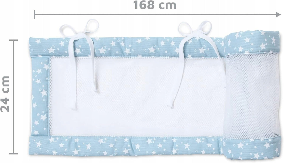 BABYBAY ochraniacz do łóżeczka 168x24cm biały, przewiewny ochraniacz siatkowy do łóżeczka niemowlęcia
