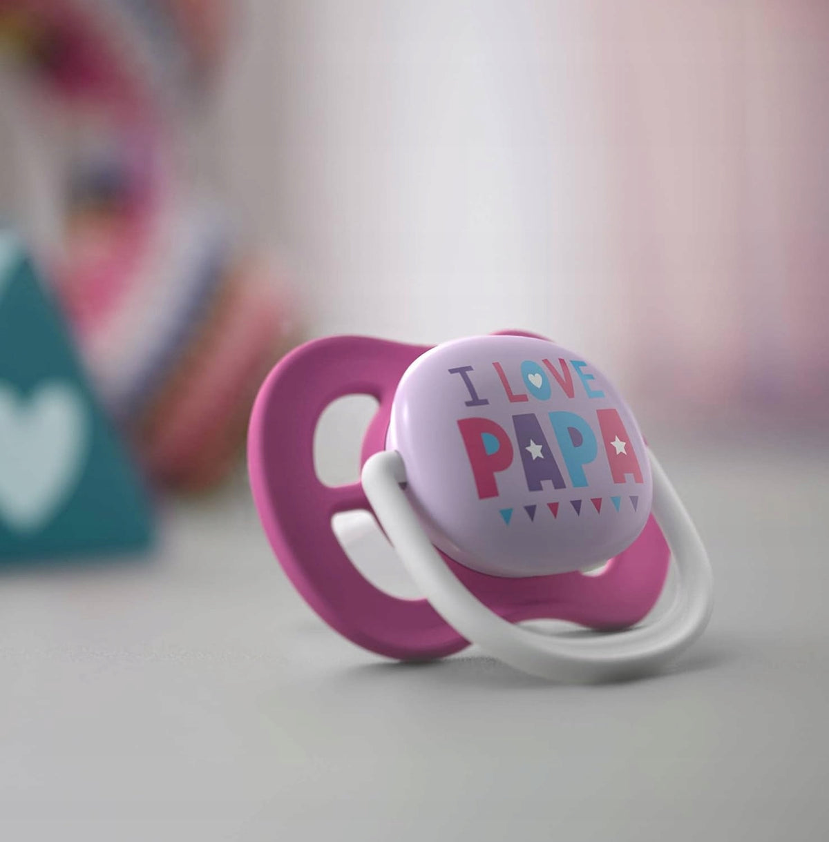 PHILIPS AVENT Ultra Air HAPPY smoczki x 2 6-18msc, różowy smoczek z napisem I LOVE PAPA