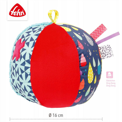 FEHN Color piłka materiałowa z dźwiękiem 16cm, kolorowa zabawka sensoryczna dla niemowląt, miękka i bezpieczna