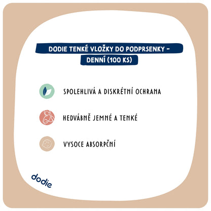 DODIE wkładki laktacyjne 100 sztuk – cienkie, chłonne i dyskretne wkładki do piersi z ochroną przed przeciekaniem