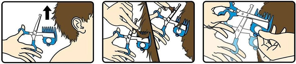 CALMING CLIPPER nožnice na vlasy + 9 vodiacich hrebeňov a pláštenka