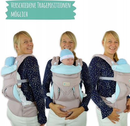 MAMMACITA nosidełko ergonomiczne do 20 kg, różne pozycje noszenia, miękkie i wygodne nosidło dla noworodka