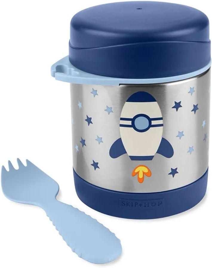 SKIP HOP termos ze stali nierdzewnej 325 ml + łyżeczka RAKIETA KOSMICZNA, granatowo-srebrny z łyżką