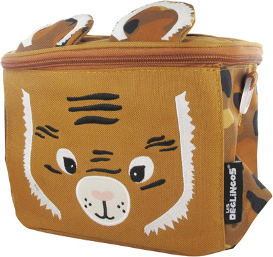 LES DEGLINGOS izolowana torba termiczna lunchbox 5 litrów, tygrysia torba chłodząca dla dzieci z uchwytem i zamkiem