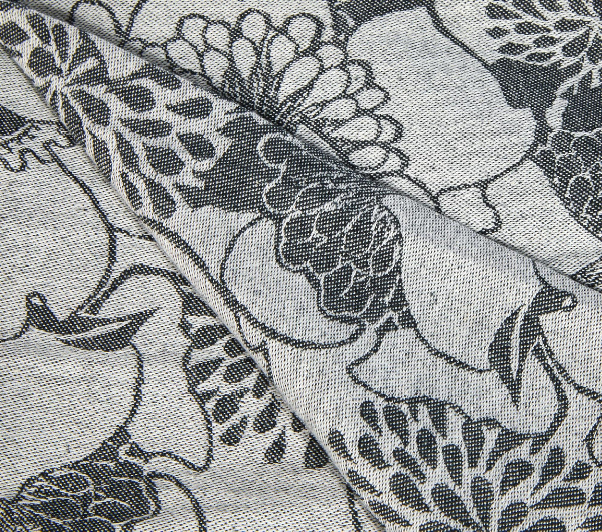 HOPPEDIZ chusta kółkowa do noszenia dziecka, czarno-biały wzór kwiatowy, 100% bawełna, 200x70 cm