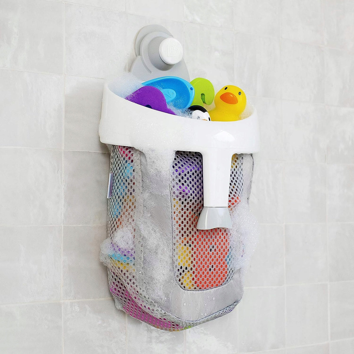 MUNCHKIN Super Scoop organizer siatka do kąpieli z przyssawką, organizer na zabawki kąpielowe do wanny