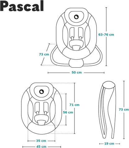 LIONELO PASCAL 2en1 hamaca mecedora hasta 9 kg con melodías y vibraciones