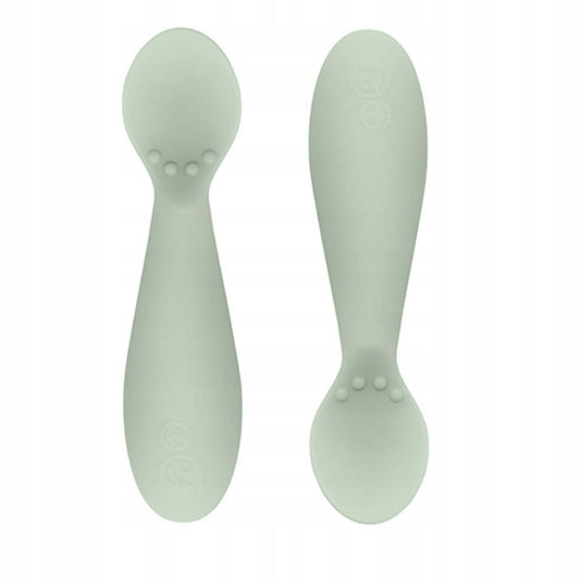 EZPZ Tiny Spoon zestaw silikonowe łyżeczki x2 4msc+ zielone, bezpieczne łyżeczki do nauki jedzenia