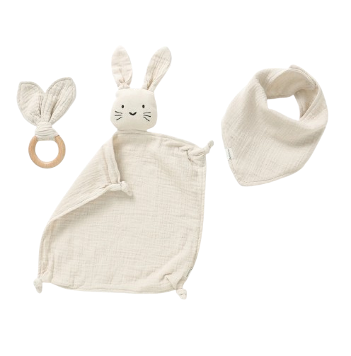 NUDU BABY katoenen knuffel + bijtring en touw KRÃ"LIK 28 cm