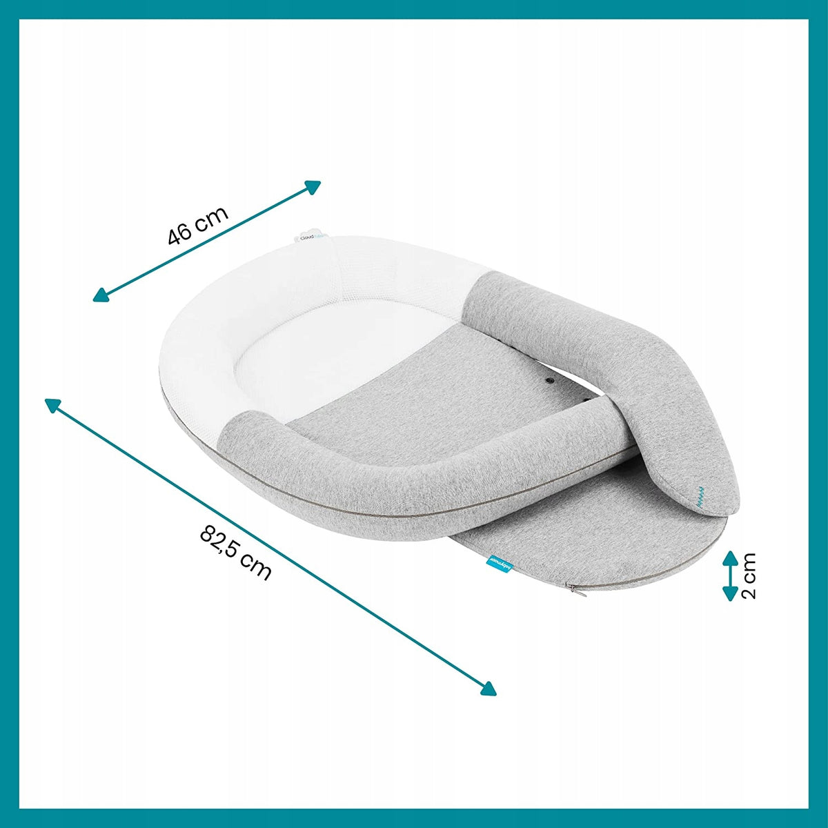 BABYMOOV Babynest kokon poduszka rozgrzewająca z wymiarami 82,5 x 46 cm, ergonomiczny kokon dla niemowląt