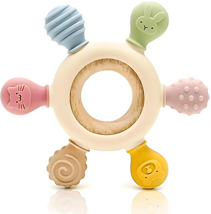 CAJA anneau de dentition en silicone et bois massant 12 cm