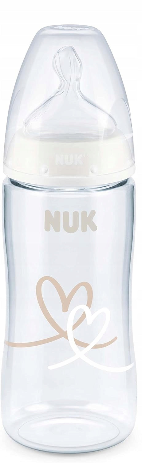 NUK First Choice+ 0-6 m BUTELKA 300 ml wskaźnik temperatury, butelka antykolkowa z silikonowym smoczkiem