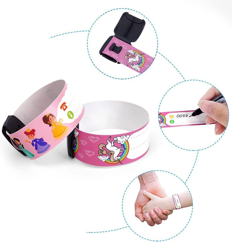 VICLOON waterdichte SOS-armbanden voor kinderen 8 stuks + stift